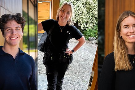 Sondre Horpen Sørli, Hanna Nergård Rogstad og Solveig Størdal Tveit er tre av åtte studenter som har hatt sommerjobb i GK i år.
