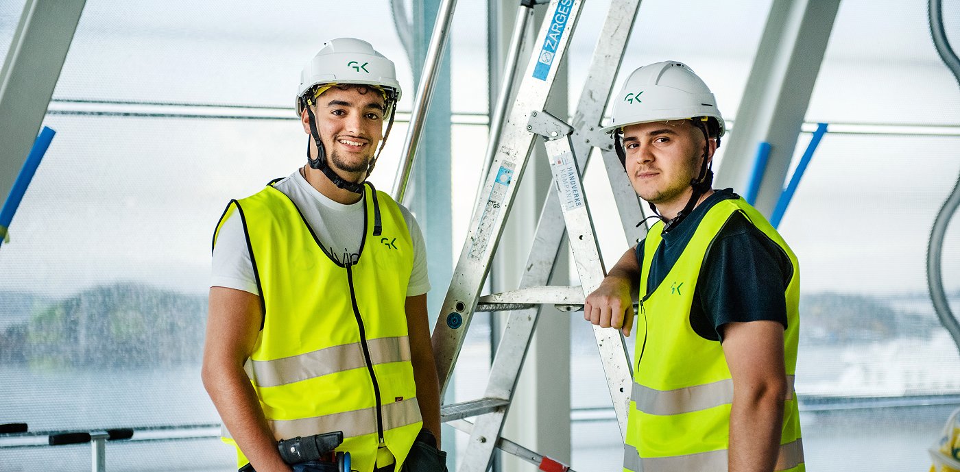 Arben Bajramaj og Adam El Boumlali Foto: GK Gruppen Arben Bajramaj og Adam El Boumlali jobber som elektrikere i GK