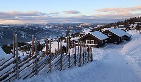 Hyttegrend i vinterlandskap