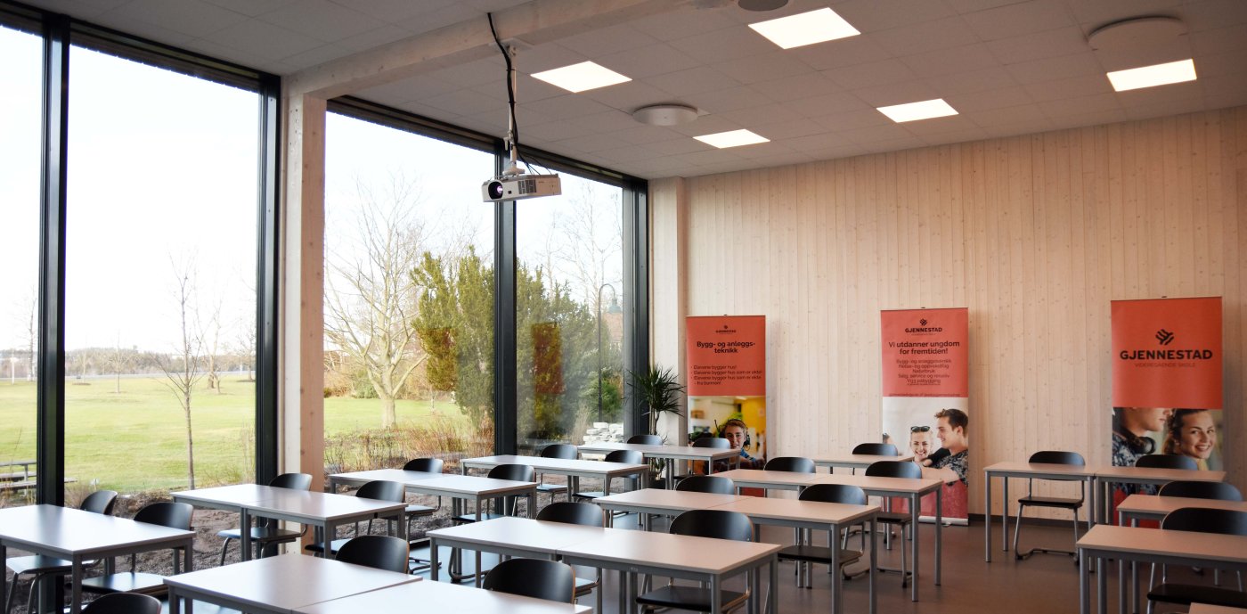 Lyse og flotte klasserom med godt inneklima ved Gjennestad VGS
