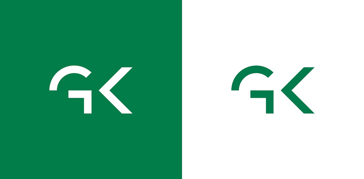 GKs logo i hvit og grønn