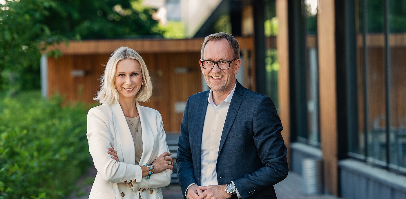 Konserndirektør bærekraft, marked og kommunikasjon Guro Steine og konsernsjef Kim Robert Lisø Konserndirektør bærekraft, marked og kommunikasjon Guro Steine og konsernsjef Kim Robert Lisø