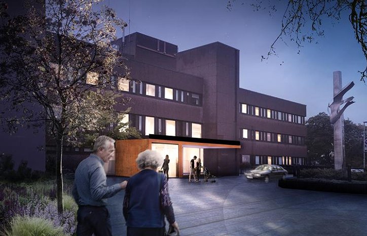 SNR_Inngangparti i Kristiansund Illustrasjon av Sykehuset Nordmøre og Romsdal (SNR)