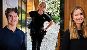 Sondre Horpen Sørli, Hanna Nergård Rogstad og Solveig Størdal Tveit er tre av åtte studenter som har hatt sommerjobb i GK i år.