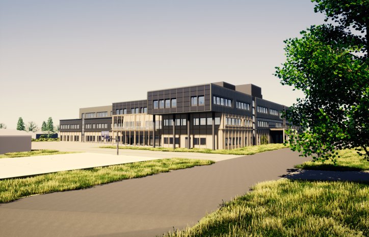 Illustrasjon av nye Mosjøen videregående skole, fra sørøst. Foto: Nordland fylkeskommune.