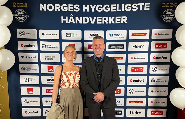 GK finalistene i Norges Hyggeligste Håndverker, Skjalg Birger Ahlstrøm og Michelle Walstad Oldemark.